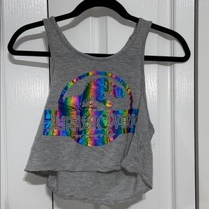 Jurassic Park Gray Cropped Muscle Tank size XS
